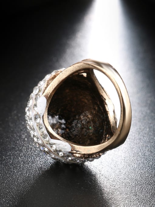Gujin Personalized Crystal-covered Antique Gold Plated Ring 3
