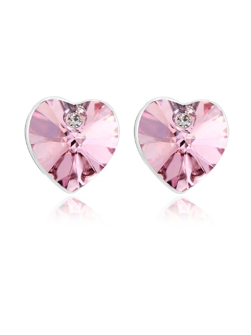 Platinum,pink 18K White Gold Austria Crystal Heart Shaped stud Earring