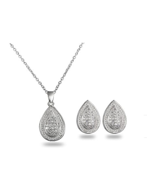 SANTIAGO High Quality Water Drop Shaped Zircon Two Pieces Jewelry Set 0