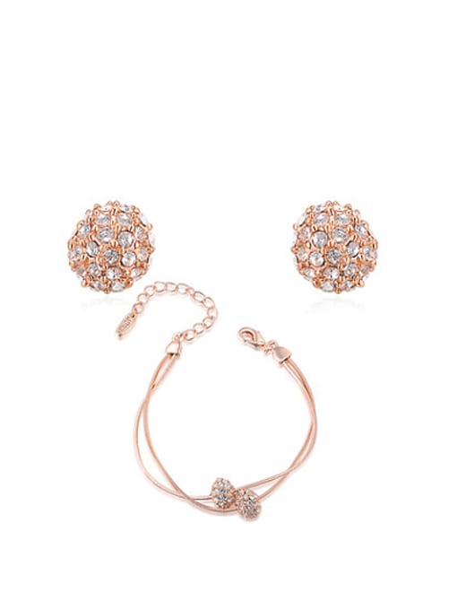 Rose Gold Fashion Rose Gold Plated Ball Austria Crystal Two Pieces Jewelry