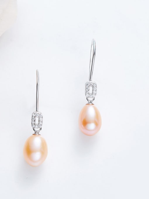 CEIDAI Simple Water Drop Freshwater Pearl 925 Silver Earrings 3