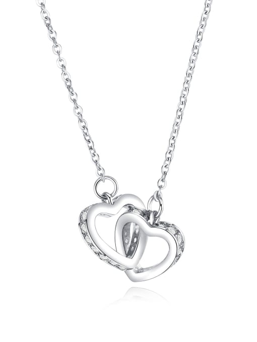 710 - Platinum plated Copper With Gold Plated Fashion with two heart Necklaces