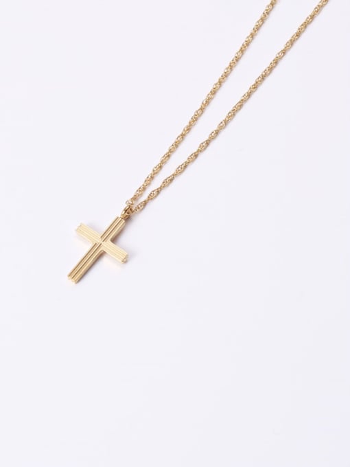 GROSE Titanium With Gold Plated Simplistic Smooth Cross Necklaces 0