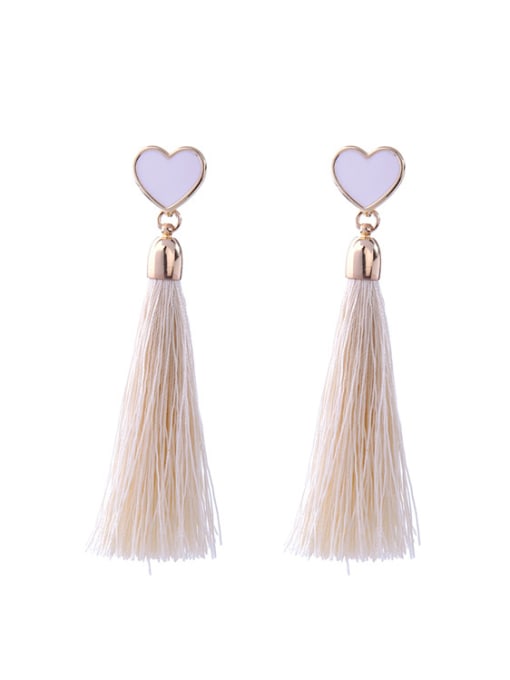 KM Heart shaped Tassel Fashion Drop Earrings 0