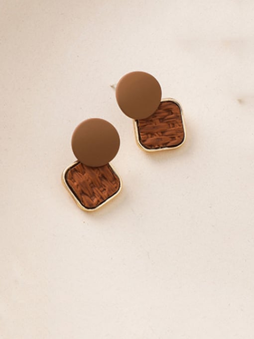 A Brown Alloy With Rose Gold Plated Simplistic  Leopard Geometric Drop Earrings
