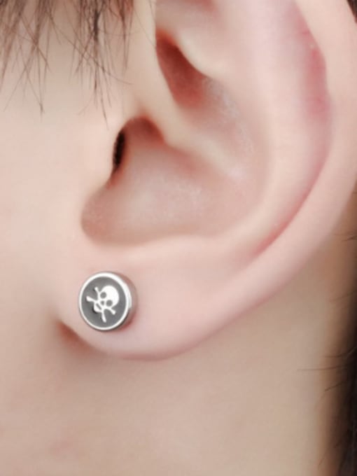 Open Sky Punk style Tiny Skull Round Stud Earrings 1