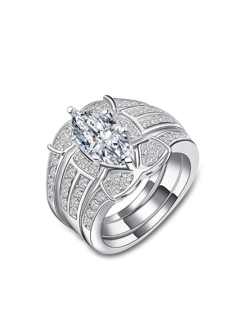 KENYON Exaggerated Marquise Cubic White Zirconias Copper Ring Set 0