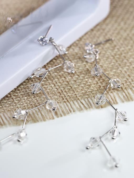Peng Yuan Fashion Clear Beads Lightening Shaped 925 Silver Drop Earrings 1