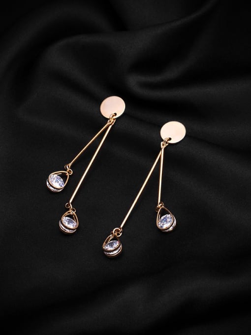 Mo Hai Copper With  Cubic Zirconia Simplistic Round Threader Earrings 3