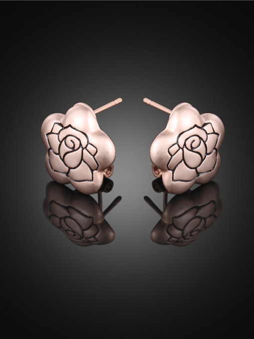 Rose Gold Fashion Rose Gold Plated Flower Shaped Stud Earrings