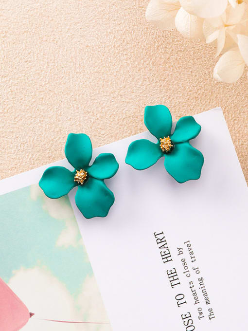 K8316 green Alloy With 18k Gold Plated Trendy Flower Earring Jackets