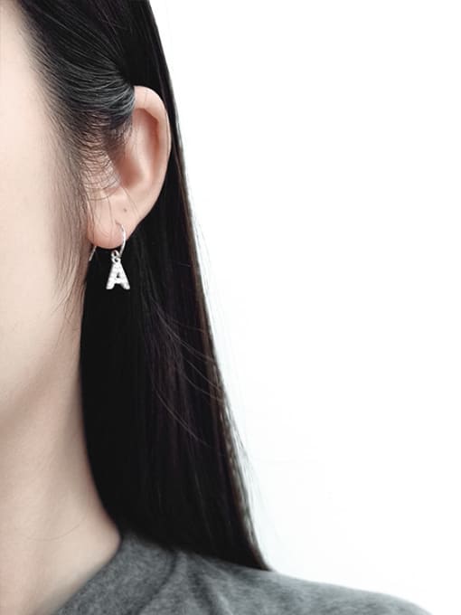 DAKA Personalized Cubic Zircon Letter A Silver Earrings 1