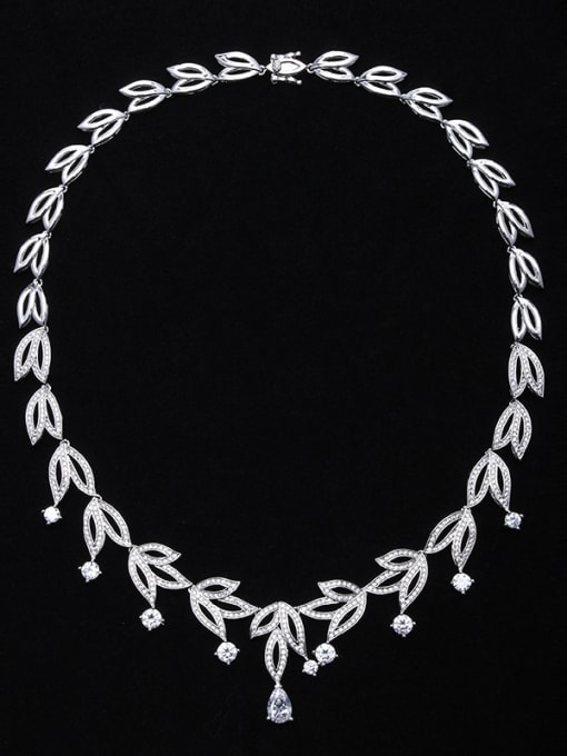Luxu New Original Zircon Bride's Wedding Necklace Earring Jewellry Suit 2