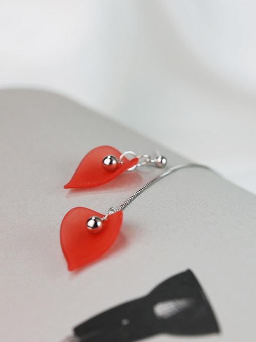 Peng Yuan Asymmetrical Red Petals Bead Earrings 1