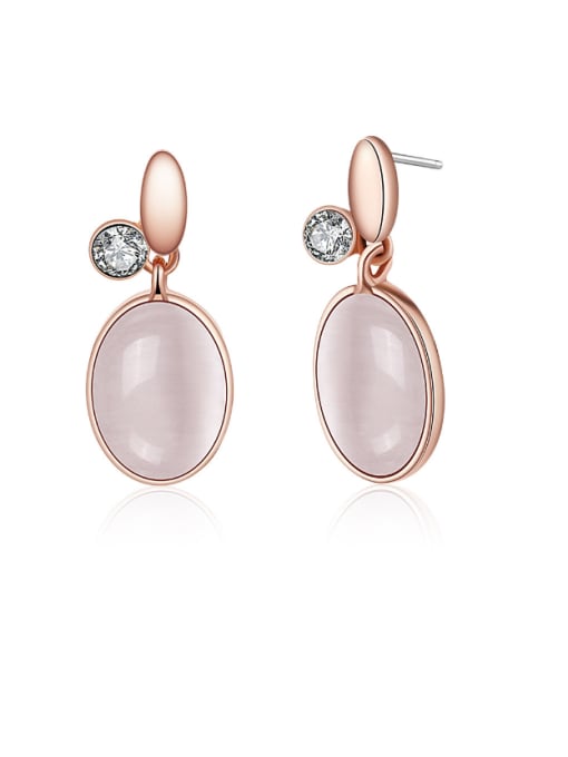 OUXI Simply Style Oval Shaped Zircon drop earring 0