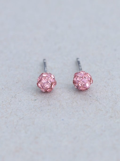 pink Women Round Shaped Zircon stud Earring