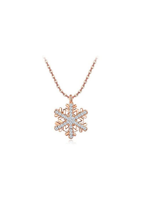 Ronaldo All-match Rose Gold Snowflake Shaped Crystal Necklace 0
