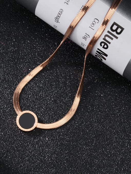 Open Sky Fashion Black Round Rose Gold Plated Necklace 2