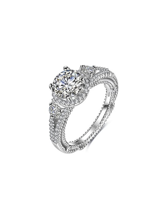 Ronaldo High Quality Hollow Flower Pattern Zircon Ring 0