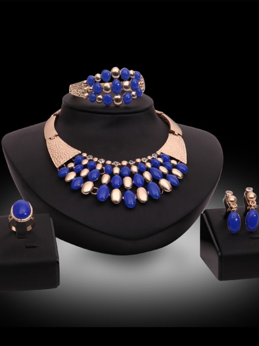 imitation-gold Alloy Imitation-gold Plated Fashion Enamel Four Pieces Jewelry Set