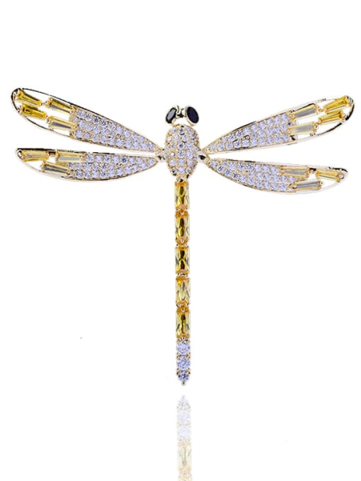 Hua Copper With Cubic Zirconia Cute Insect dragonfly Brooches 0
