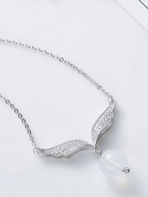 CEIDAI Fashion White Crystal Bead Zircon Silver Necklace 2