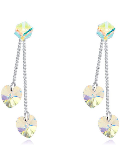 green Fashion Heart Cubic austrian Crystals Alloy Drop Earrings