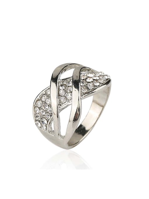 Gujin Fashion White Crystals Plating Alloy Ring 0