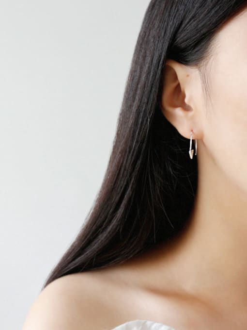 DAKA Sterling Silver Geometric Triangle Minimalist Brushed Earrings 2