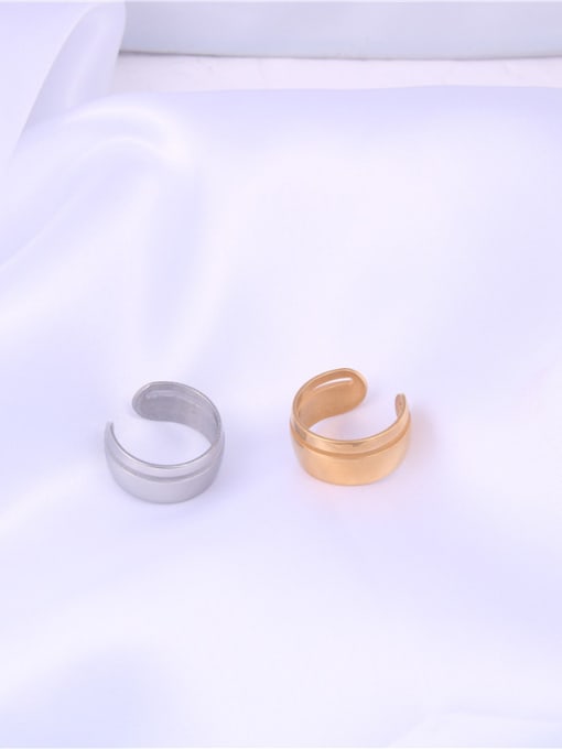 GROSE Titanium With Gold Plated Simplistic Irregular Free Size Rings 1