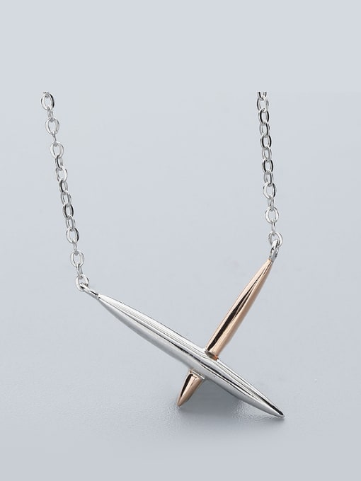 One Silver X Shaped Necklace