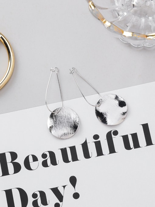 D round (silver) Alloy With Smooth  Simplistic Geometric Drop Earrings
