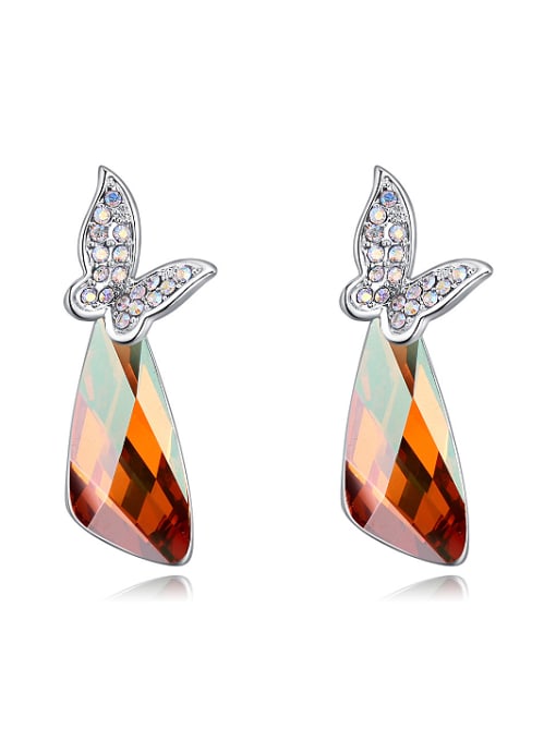 QIANZI Fashion austrian Crystals Butterfly Alloy Earrings