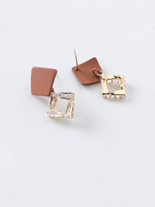 B Brown Alloy With Gold Plated Punk Geometric Drop Earrings