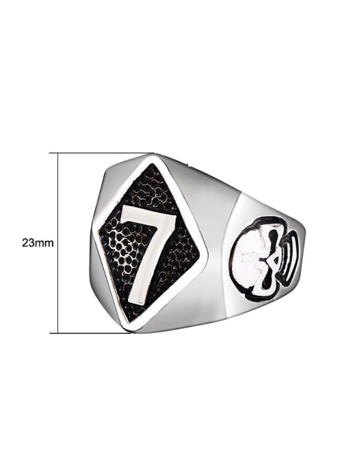 RANSSI Personalized Number Seven Skulls Signet Ring 2