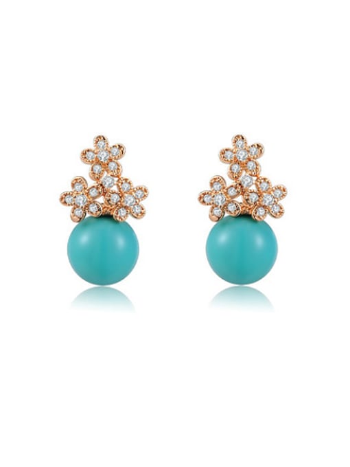 Ronaldo Blue Beads Flower Shaped Drop Earrings 0