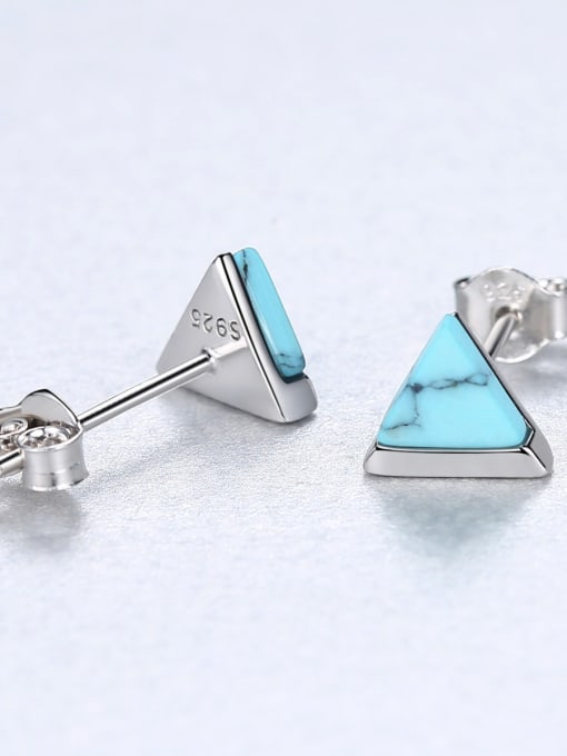 CCUI Sterling silver retro triangle turquoise stud earrings 2