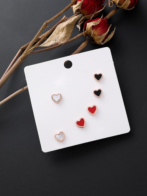 Girlhood Stainless Steel With Rose Gold Plated Cute Heart Stud Earrings 2