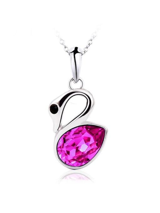 Platinum, Purple High-grade 18K White Gold Austria Crystal Swan Shaped Necklace
