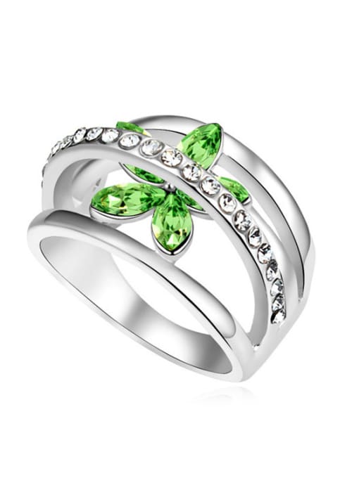 green Fashion austrian Crystals-Flower Alloy Ring