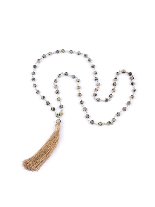 HN1790-D Color Agate Beads Tassel Long Necklace