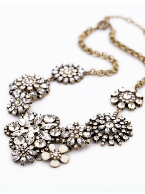 clear Exaggerated Colorful Flower Zircon Alloy Necklace