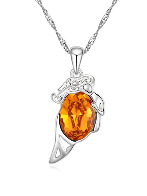 yellow Simple Shiny Oval austrian Crystal Pendant Alloy Necklace