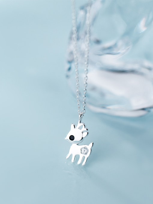 Rosh 925 Sterling Silver With Silver Plated Simplistic Plum Deer Necklaces 2