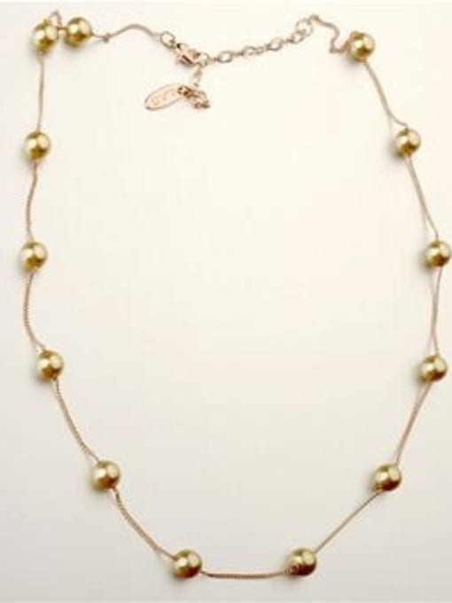 Golden Golden Pearl Alloy With 18k Rose Gold Plated Fashion imitation pearl  Necklaces
