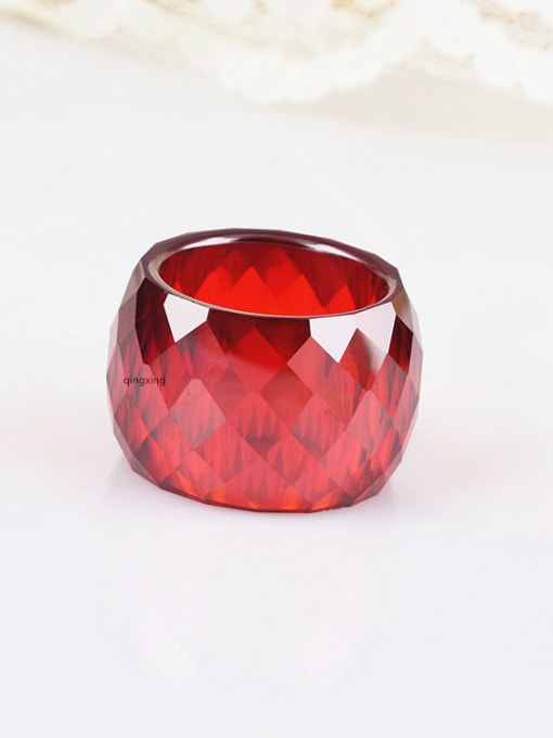 Red Qing Hing Upscale Pure Hand Cutting Colorful Selected Zircon band ring
