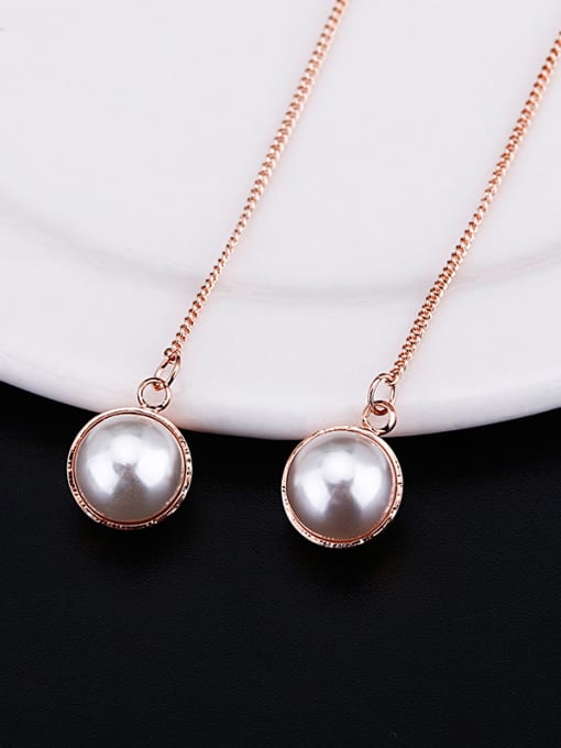 OUXI Simple Style Women Tassel Pearl threader earring 1