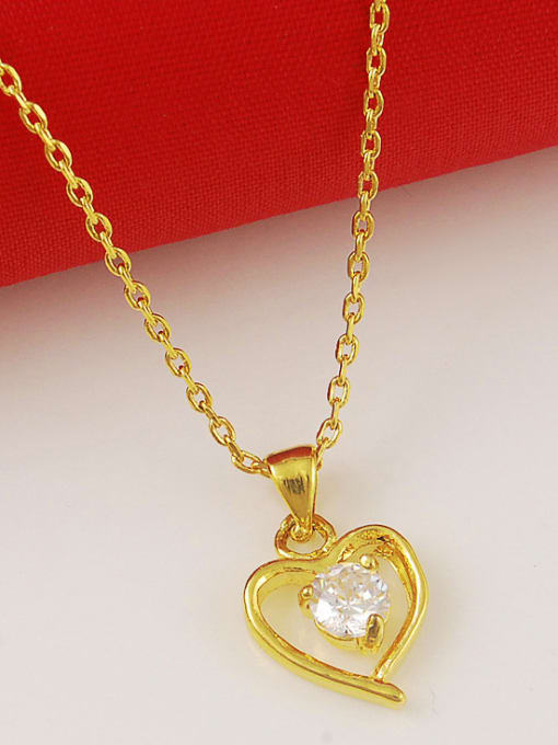 Yi Heng Da Women Elegant Heart Shaped Shimmering Zircon Necklace 2