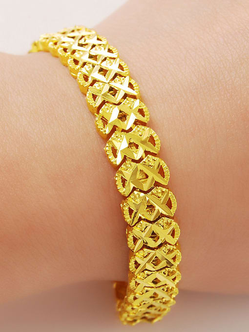 Golden Men Luxury 24K Gold Plated Letter X Shaped Bracelet