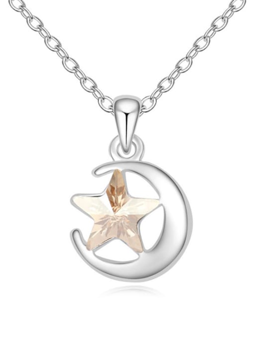 QIANZI Fashion austrian Crystal Star Moon Pendant Alloy Necklace 3